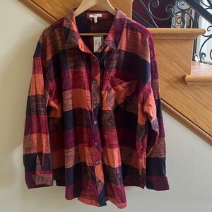 Maurice’s Button Down Shiet Size 2X Dark Plaid Colors New With Tags
